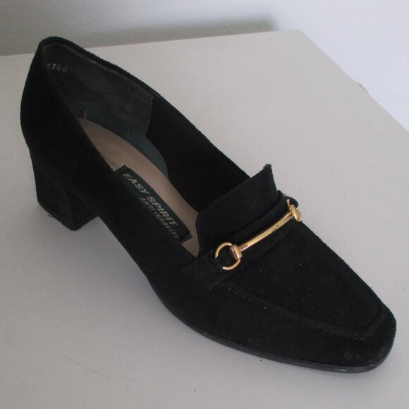 Easy Spirit Anti-Gravity Womens Black Suede Loafer w/2" Block Heel - Size 8M - Picture 1 of 10